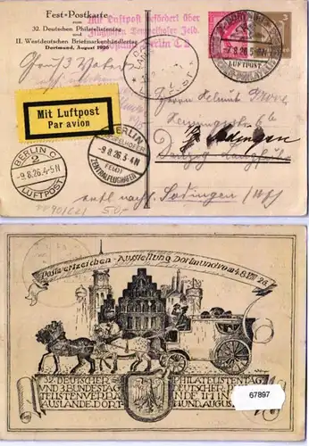 67897 DR Ganzsachen Postkarte P90/C2 32.Dt. Philatelistentag Dortmund 1926