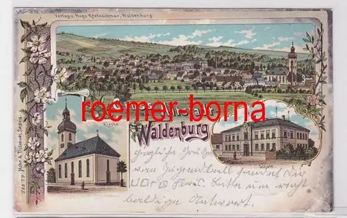 68166 Ak Lithografie Gruss aus Altstadt Waldenburg Totale, Schule, Kirche 1903