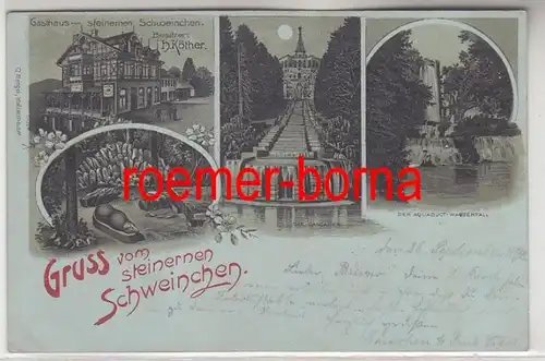 68590 Carte de clair de lune Salutation du porc de pierre auberge Cassel 1898