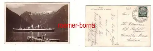 68724 Ak Norvège M.S. Monte Sarmiento dans le Sognefjord Poste de navire 1935