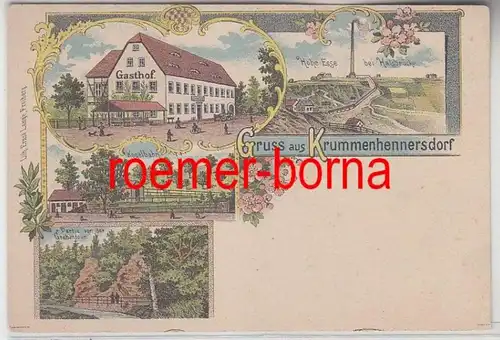 68803 Ak Lithographie Gruß aus Krummenhennersdorf Gasthof usw. um 1900