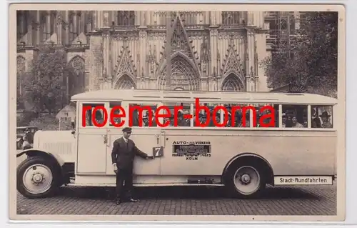 69146 Photo Ak Cologne Autobus Fa. Heinrich eau froide devant la cathédrale vers 1930