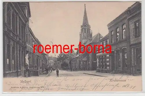 70066 Ak Velbert Kirchstrasse avec des magasins vers 1900