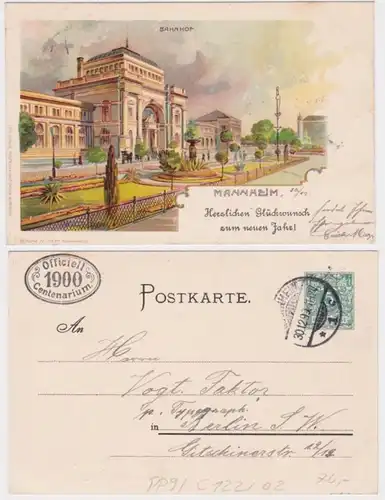 71525 DR Ganzsachen Postkarte PP9/C122/2 Mannheim Bahnhof 1899
