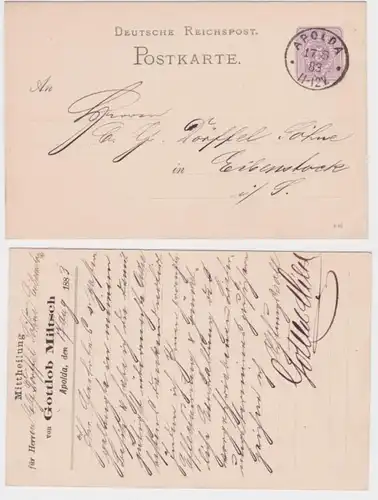 71863 DR entier carte postale P10 impression message Gottlob Miltsch Apolda 1883