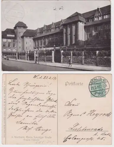 72478 DR Ganzsachen Postkarte PP27/F7/08 Berlin Kaufhaus A.Wertheim 1914