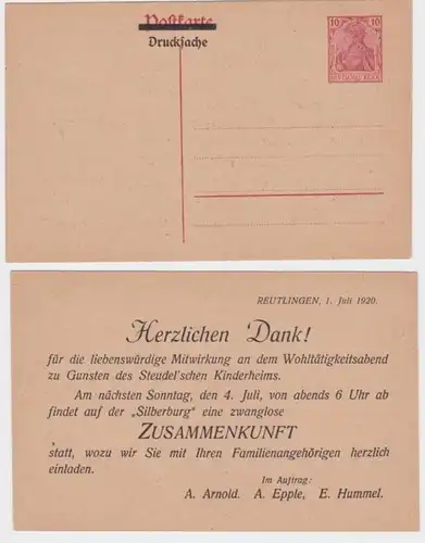 72750 DR Carte postale complète P108 Impression Steudel'schen Kinderheim Reutlingen
