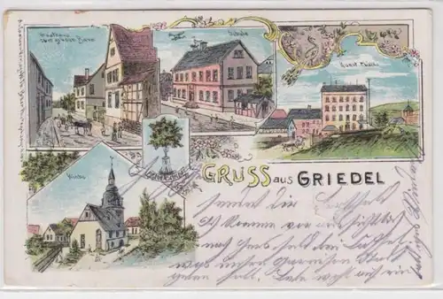73005 Ak Lithographie Salutation en Griedel Kunstmühle, auberge, etc. 1911