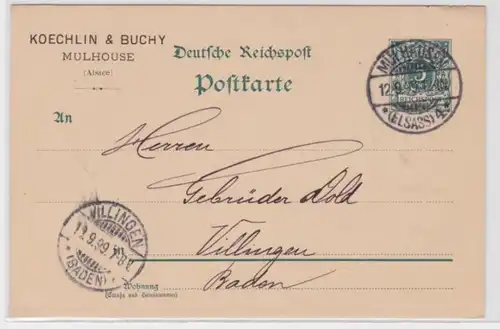 74183 DR Ganzsachen Postkarte P20 Zudruck Koechlin & Buchy Mulhouse (Elsaß) 1899