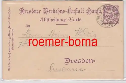74281 Private Post Assise entière Dresdner Transport Anstalt Hansa 1897
