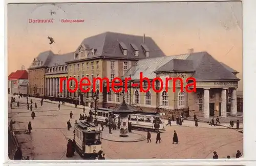 74532 Feldpost Ak Dortmund Bahnpostamt avec tramways 1917