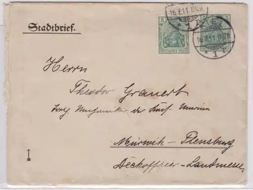 75622 DR Ganzsachen Umschlag PAU5/B111 1911