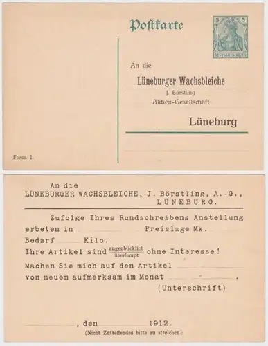 75728 DR Ganzsachen Postkarte P90 Zudruck Lüneburger Wachsbleiche AG Lüneburg