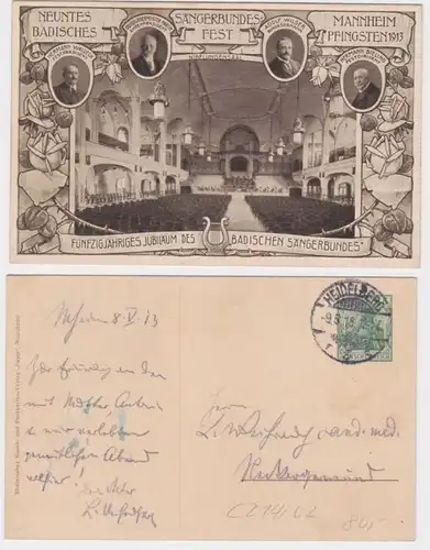 75744 DR Plein de choses Carte postale PP27/C214/2 9.Bad.S chanteur Bundesfest Mannheim 1913