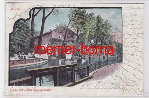 77127 Ak Gruss aus Bad Lippspringe Lippe-Quelle 1902