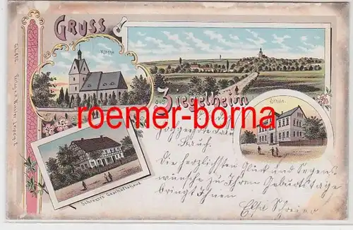 77815 Ak Lithographie Gruß aus Ziegelheim Wieratal im Landkreis Altenburg 1899