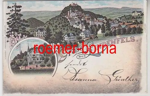 78003 Ak Lithographie Gruß aus Lindenfels Villa Schenck 1900