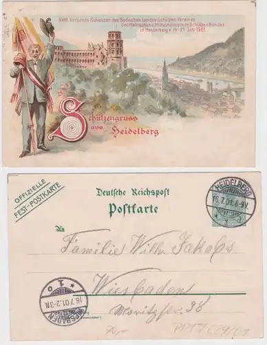 78146 DR Ganzsachen Postkarte PP15/C29/01 Schützengruss aus Heidelberg 1901