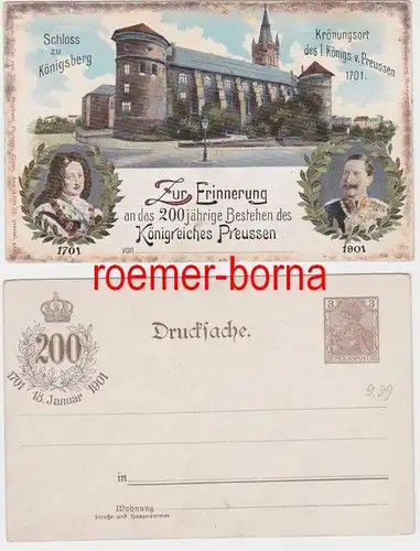 78491 Ak entier 200 ans. existence du royaume de Prusse 1901