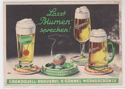 79283 Publicité Ak Frontièrequell Brasserie Wernesvert vers 1940