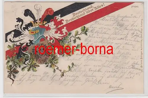 79387 Patriotika Ak avec blason et drapeau allemand 1901