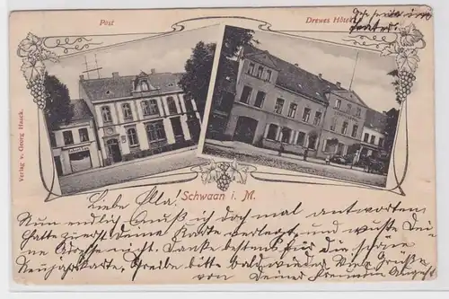 79389 Mehrbild Ak Schwaan in Mecklenburg Post und Drewes Hotel 1905