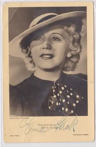 80074 Autograph Carte Chanteuse Erna Sack vers 1939
