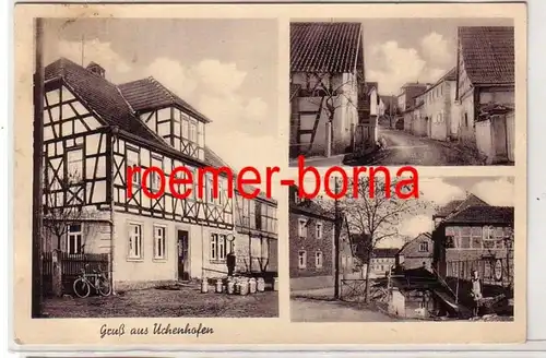 80310 Mehrbild Ak Gruß aus Uchenhofen Kolonialwarenhandlung M. Wolfschmitt 1942