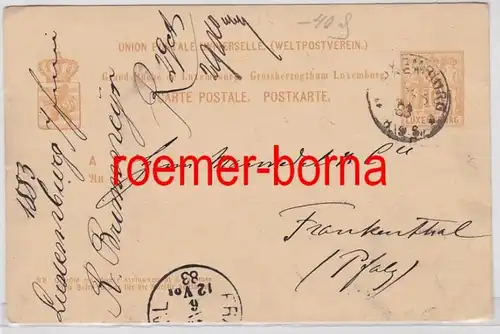 80319 Carnet postal Luxembourg vers Frankenthal 1883