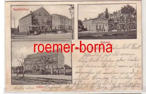 80404 Mehrbild Ak Gruß aus Priestewitz Geschäftshaus, Bahnhof, Schule 1904