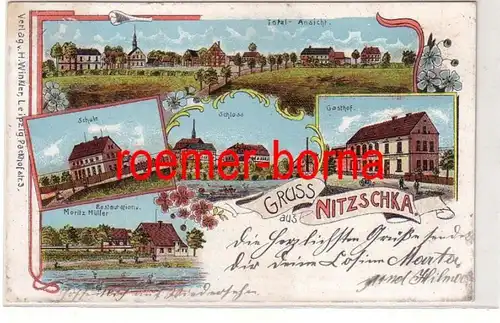 80408 Ak Lithographie Gruss aus Nitzschka Restauration usw. 1910