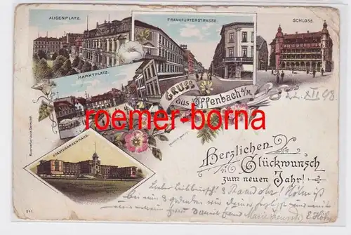 80569 Ak Lithografie Gruss aus Offenbach a.M. Glückwunsch zum neuen Jahr 1898