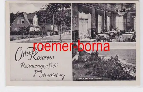 80675 Mehrbild Ak Ostseebad Koserow Restaurant u. Café zum Streckelberg 1952