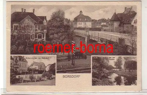 80783 Mehrbild Ak Borsdorf Bahnstrecke 1922