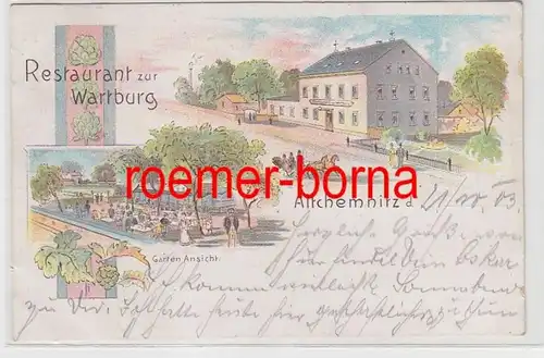 80843 Ak Lithographie Altchemnitz Restaurant zur Wartburg 1903