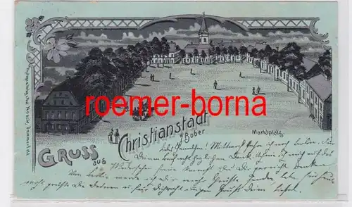 80883 Ak Gruss aus Christianstadt a. Bober Krzystkowice Marktplatz 1902