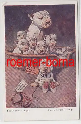 80990 Humor Ak Bulldog "Bonzo vend garçon" 1928