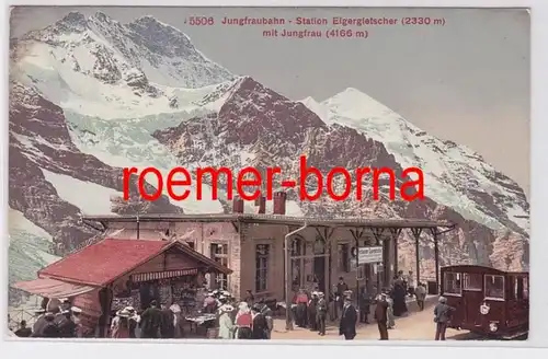 81021 Ak Jungfraubahn Station Eigergletscher nit Jungerfraus 1909