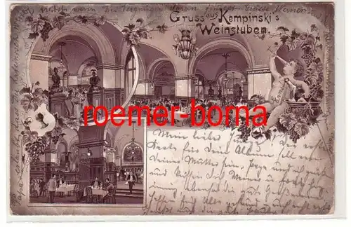 81114 Ak Lithographie Gruss de Kempnskis Weinstuben Berlin 1897