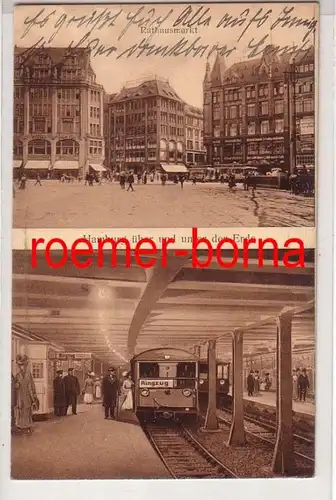 81119 Multi-image Ak Hambourg au-dessus et sous la terre Marché de l'hôtel de ville 1913
