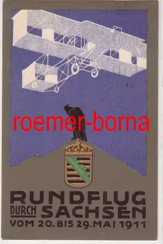 81139 Luftfahrt Ak Rundflug durch Sachsen vom 20. bis 29. Mai 1911 aus Chemnitz