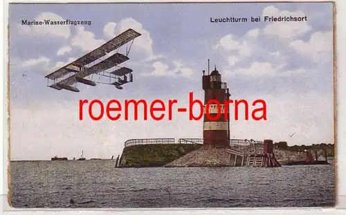 81265 Ak phare à Friedrichsort avec hydravion marin 1924