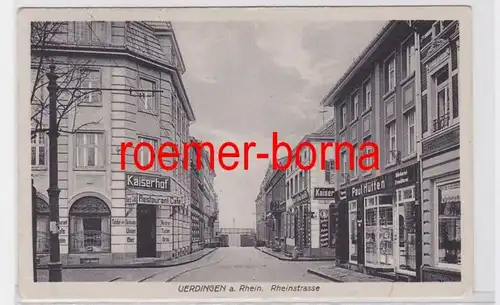 81328 Ak Uerdingen a.Rhinstrasse m. Restaurant Kaiserhof et magasins 1914