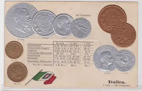 81385 Präge Ak mit Münzabbildungen Italien um 1910