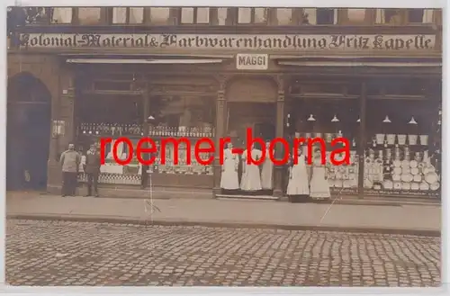 81411 Foto Ak Leipzig Gohlis Kolonialwarenhandlung Fritz Kapelle um 1910