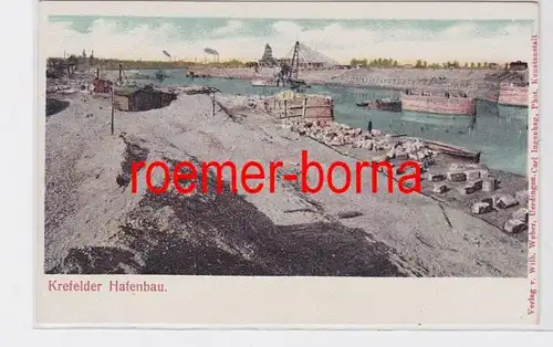 81451 Ak Krefeld Kreafeld Construction portuaire vers 1900