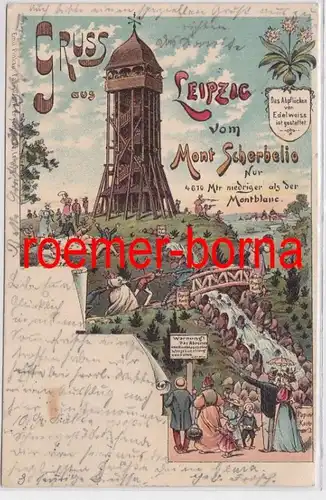 81616 Ak Lithographie Gruß aus Leipzig vom Mont Scherbelio 1898
