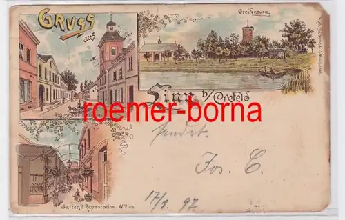 81665 Ak Lithografie Gruss aus Linn b. Crefeld 1897