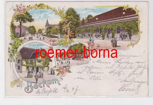 8166 Ak Lithographie Gruss de Bochum Brasserie & Caffee 1897