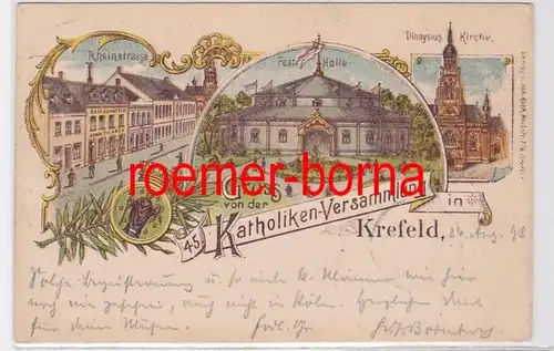 81668 Ak Lithografie Krefeld Gruss von der 45. Katholiken-Versammlung 1898